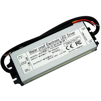 

50W AC90V~265V IP67 Waterproof LED Driver DC15-18V 2800mA Lighting Transformers for 50W High Power LED Light Lamp