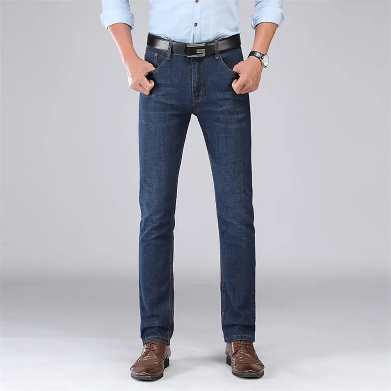 Brand 2019 New Men's Jeans Business Casual Elastic Cotton Stretch Slim Jeans Spring Straight Classic Trousers Denim Pants Male 01