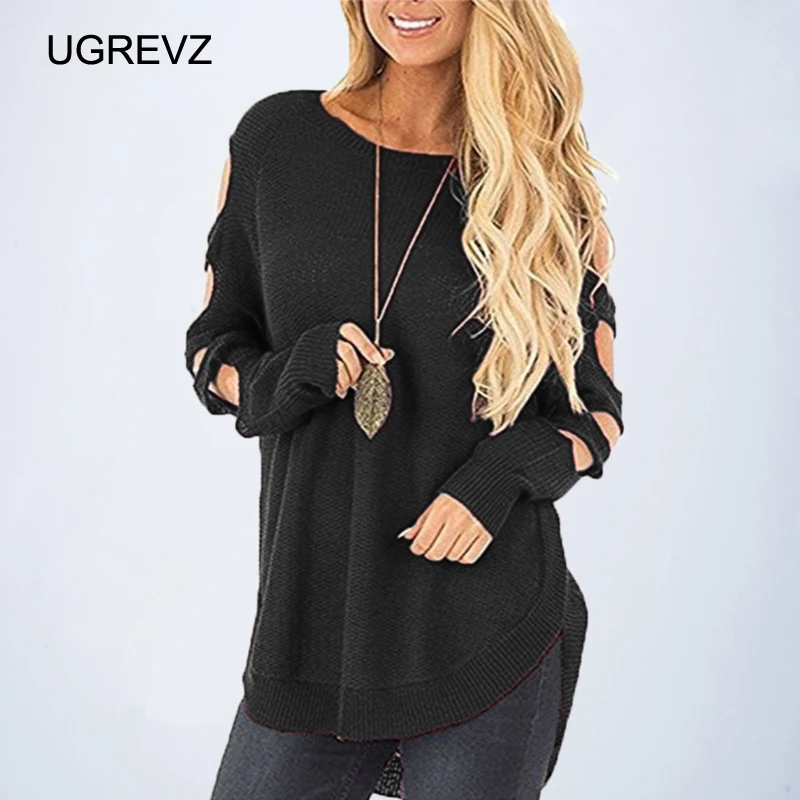 Long Sleeve Round Neck 2019 New Women's Knitted Hollow Loose Sweater Pullover Jumper Acrylic Material Daily Casual Occasion | Женская