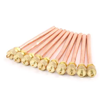 MEXI 10pcs Air Conditioner Refrigeration Access Valves 6mm OD Copper Tube Filling Parts Replacements
