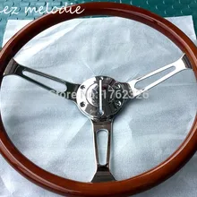 High mirrow хромированный спиц 15 ''38 см Универсальный Винтажный Классический Деревянный автобус рулевого колеса автомобиля с роговой кнопкой все ручной работы