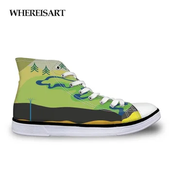 

WHEREISART Men Casual Canvas Shoes High Top Men's Flats Breathable Lace Up Teen Boys Walking Shoes For Student Zapatos Hombre