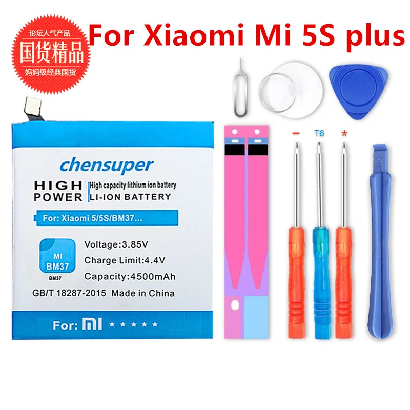 

chensuper 3.85V BM37 4500mAh Mobile Phone Rechargeable Batteries For Xiaomi Mi 5S plus Battery Mi5s Plus Battery in Stock
