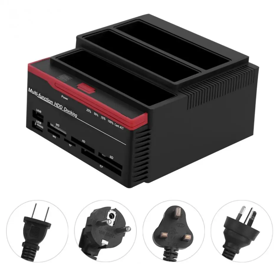 

US/EU/UK/AU Plug 2.5" 3.5inch Dual-Bay USB3.0 SATA/IDE HDD Docking Station Offline Clone HUB Reader