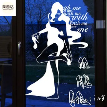 

Personalized wall stickers shoe heels beauty dress shop glass window stickers affixed to the wardrobe people