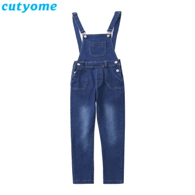 Girls Overalls Pants Весенне-осенний детский джинсовый комбинезон для девочек, джинсовые брюки для детей, комбинезон Одноцветный детский комбинезон, комбинезоны для девочек 10, 12, 13 лет - Цвет: Girls Overalls Pants