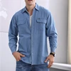 2022 new spring and autumn men's soil slim long-sleeved large size denim shirt men's long-sleeved thin coat ► Photo 1/6