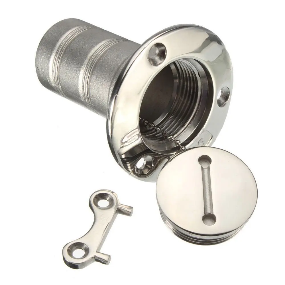 

2 Inch Boat Deck Filler Stainless Steel Water Waste Fuel Gas Diesel Tank Deck Fill Filler Port Key Cap Boat Accessories