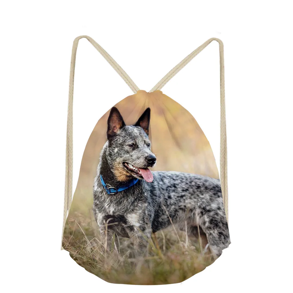Мода 3D Австралийский Крупный рогатый скот собака Drawstring сумки Собака Любовник большая дорожная сумка для ноутбука Повседневный чехол для