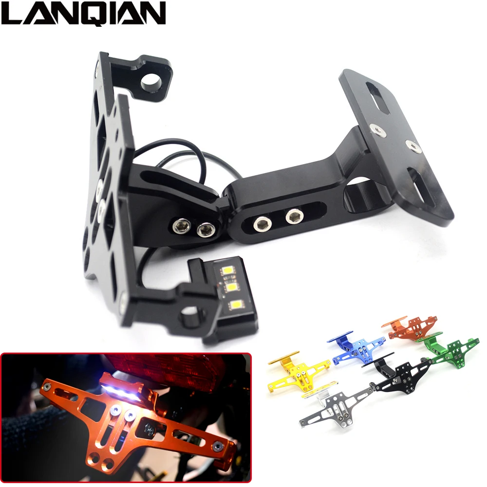

Motorcycle Adjustable Angle Aluminum License Number Plate Frame Holder Bracket For YAMAHA YZF R1 R3 R6 R15 R25 FZ6 MT-07 MT 07