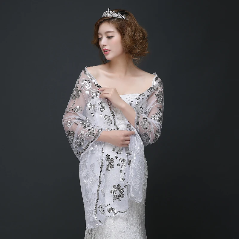 

2019 New Sequin Beaded Shawls and Wraps for Evening Dress Summer Cape Bolero
