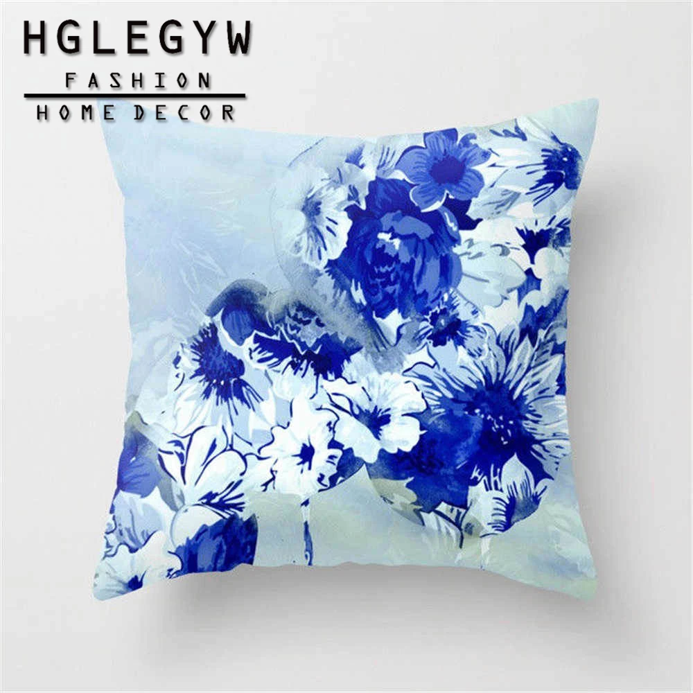 HGLEGYW чехол для подушки с цветочным рисунком, Хлопковый чехол для подушки, Льняные Наволочки с принтом для офиса, дома - Цвет: 8