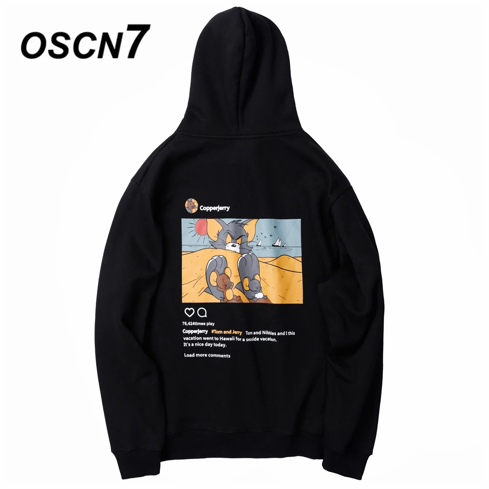 OSCN7 High Street плюс бархатные теплые толстовки мужские зимняя Японская уличная одежда Harajuku негабаритных толстовка с капюшоном мужские s W2097