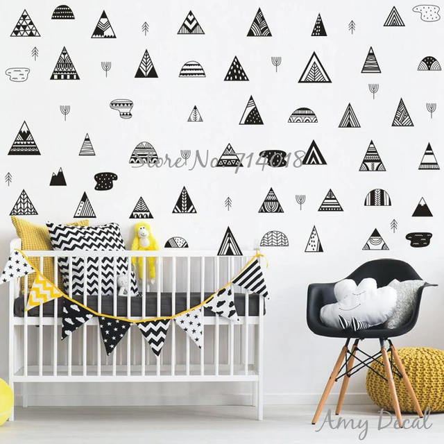 nordic style mountain wall decals geometric tribal mountains