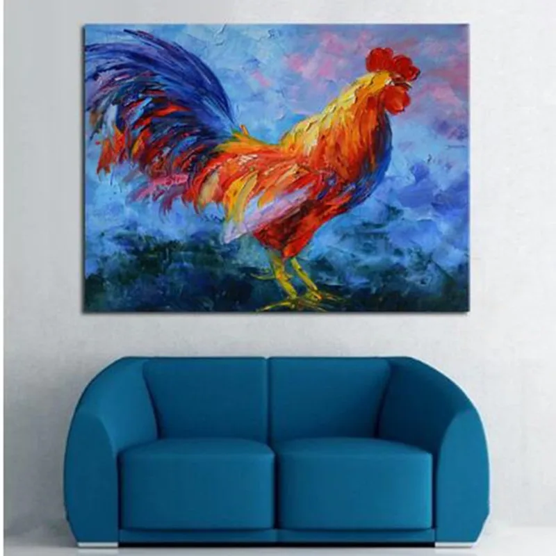 

Handmade Red Cock Acrylic Paintings Modern Abstract Home Decor Wall Art Canvas Rooster Pictures Handpainted Animal Oil Painting