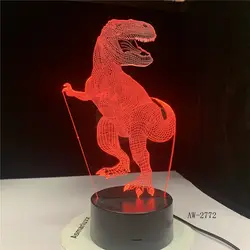 Динозавр иллюзия Лампа Велоцираптор 3D ночник настольная лампа 7 цветов Изменение 3D оптический Иллюзия лампы подарки AW-2772