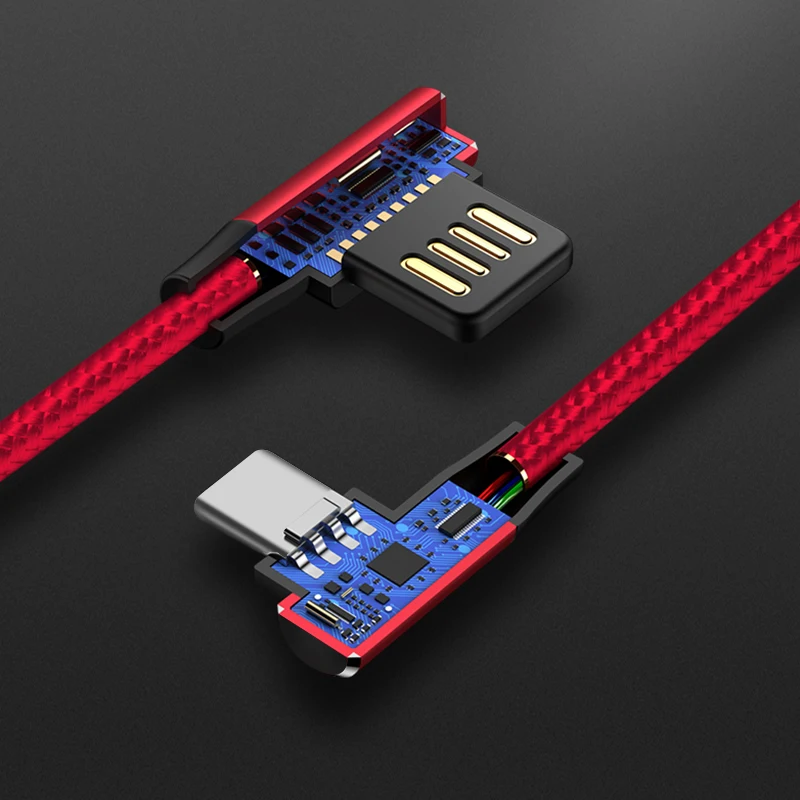 تحلق فوق المصغّر usb كابل 1 M جدا دائم مزين كابلات مزدوجة الكوع مايكرو شاحن يو اس بي الهاتف المحمول كابل للأندرويد سامسونج
