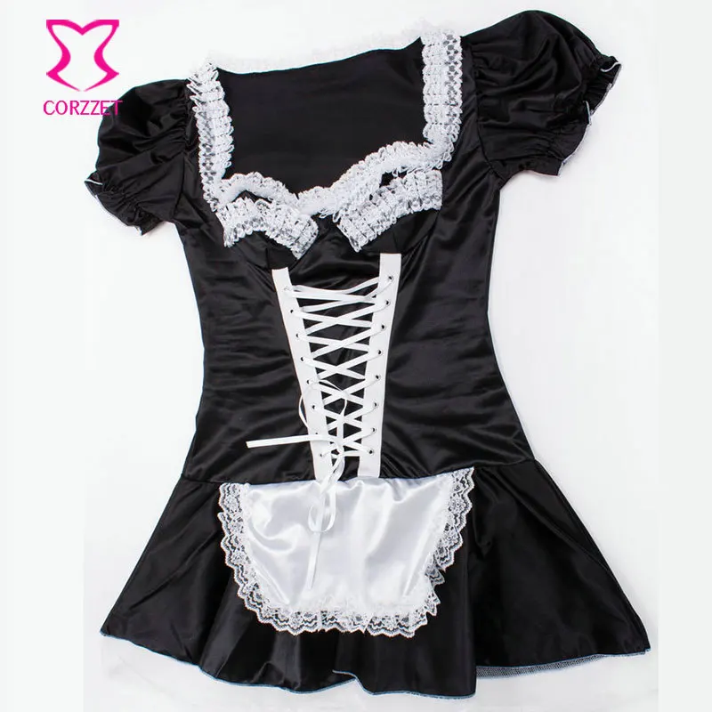 S-3XL взрослых Черный/Белый Лолита Сексуальная французская горничная косплей костюм кофе дом платье горничной размера плюс костюмы на Хэллоуин для женщин