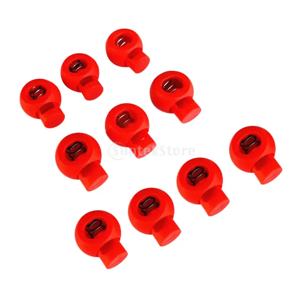 10 Pieces Durable Plastic Shock Cord Bungee Rope Toggle Fastener Terminal End Lock Stoppers Spring Ball Buckles