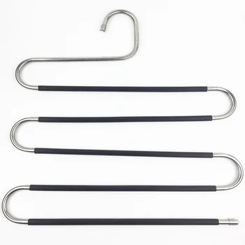 

Pants Hanger Multi-Layer S-Style Jeans Trouser Hanger Closet Stainless Steel Rack Space Saver for Tie Scarf Jeans Clothes