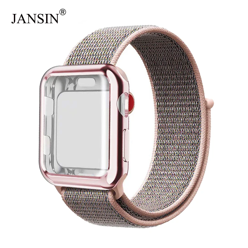 

Nylon Sport Loop band with case For Apple Watch 38mm 42mm 40mm 44mm screen protector iWatch series 4 3 2 1 sport bracelet strap