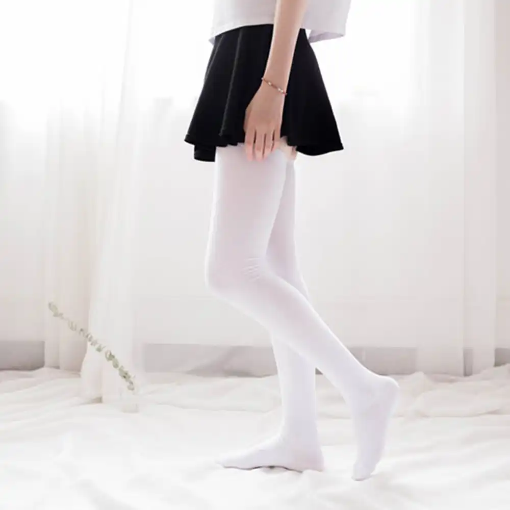 Women's Thick White Black Stockings Sexy Thigh High Socks Over Knee