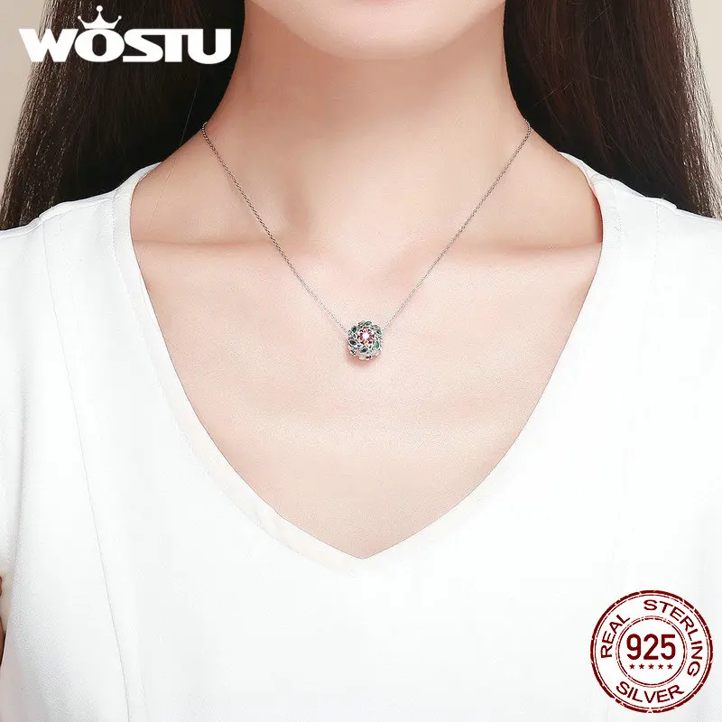 WOSTU Hot Fashion Real 925 Sterling Silver Hope Wreath Beads Fit Charm Bracelet & Necklace Pendant Luxury Jewelry Gift DXC1062