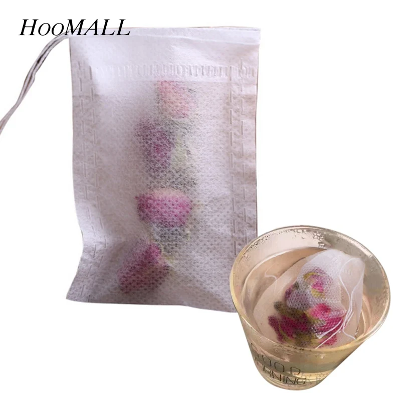 Hoomall 100 шт./лот, одноразовые чайные пакетики, заживляющая уплотнительная фильтровальная бумага для трав, пустые ароматизированные чайные пакетики со шнурками, чай Bolsas de te