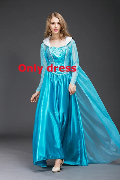 Платье принцессы Эльзы; платье принцессы Анны и Эльзы для взрослых; великолепный карнавальный костюм на Хеллоуин, Рождество, вечеринку; нарядный парик Vestidos - Цвет: A