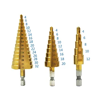 

3pcs/set Hexagonal Handle Step Drill Pagoda Metal Cutter Bit Drill Useful Drill 4-32 4-20 4-12 Spiral Flute Steel Plate Opener