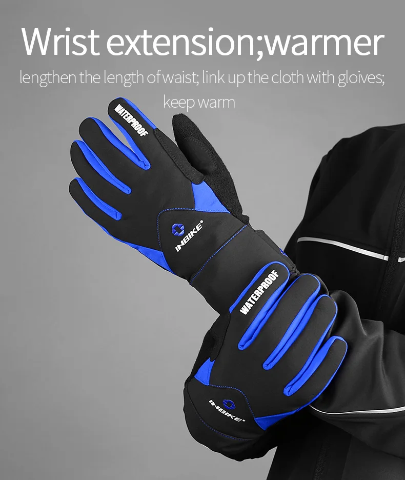 INBIKE, зимние перчатки для велоспорта, полный палец, термальные велосипедные перчатки, ветрозащитные варежки, теплые уличные лыжные и альпинистские мужские велосипедные перчатки