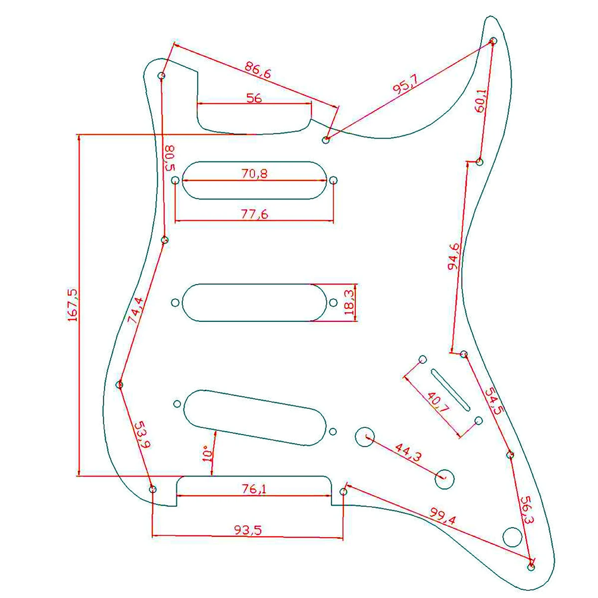 KAISH 11 Hole Strat ST SSS однокатушные звукосниматели для гитары Накладка для царапин с винтами для американского Fender 62 Stratocaster