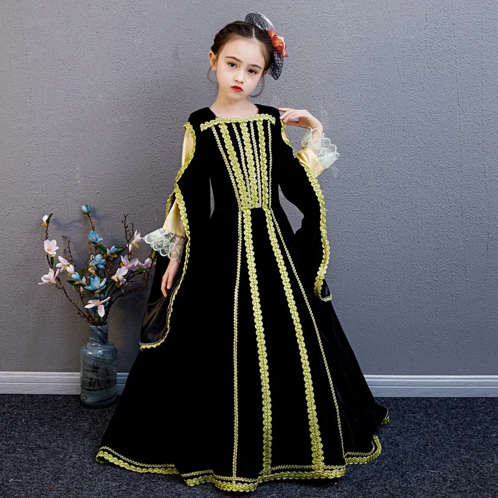 

Cosplay Lolita Rococo Victorian Princess Costume Kid's Dress Outfits Costume Golden Vintage Cosplay Party Birthday