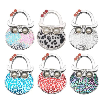 

1PC Colored Foldable Table Handbag Hook Owl Shaped Bag Hanger Purse Metal Holders