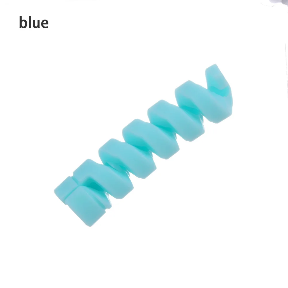 Спиральный кабель протектор линии передачи данных силиконовый моталка защитный для iphone Android USB зарядное устройство кабель Шнур наушники чехол - Цвет: blue