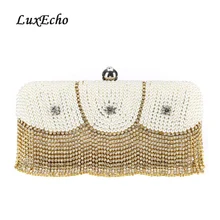 Модные золотые Бусы Роскошные сумки на плечо со стразами и цепочкой клатчи на день невесты вечерние сумочки кошелек сумки с бисером