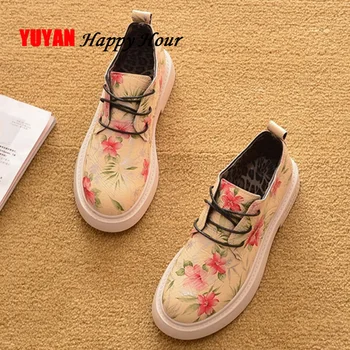 

Fashion Women Flower Shoes 2020 Spring Autumn Casual Women Shoes Flat Brand Ladies Ankle Botas A1117