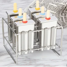 6 шт. Мороженое Поп-формы кубики льда и эскимо производитель плесень инструменты с плоским двойной паз и полка из нержавеющей стали