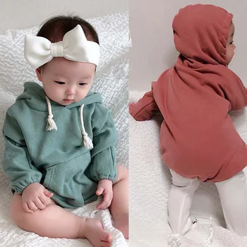 

Baby One-Pieces Sweater Romper Girls Boys Autumn&Winter clothing Baby Simple Casual Clothes Cotton Plus Velvet Romper Hoodie