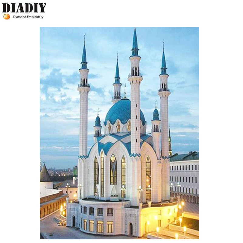 

DIADIY Mosque Diamond Embroidery Sale Picture of Rhinestones Wall Decor 5D Diamond Mosaic Scenic Needlework,Diamond Painting Art