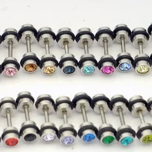 4 мм двойная дрель титановые стальные серьги-гвоздики серьги гантели 24 цвета