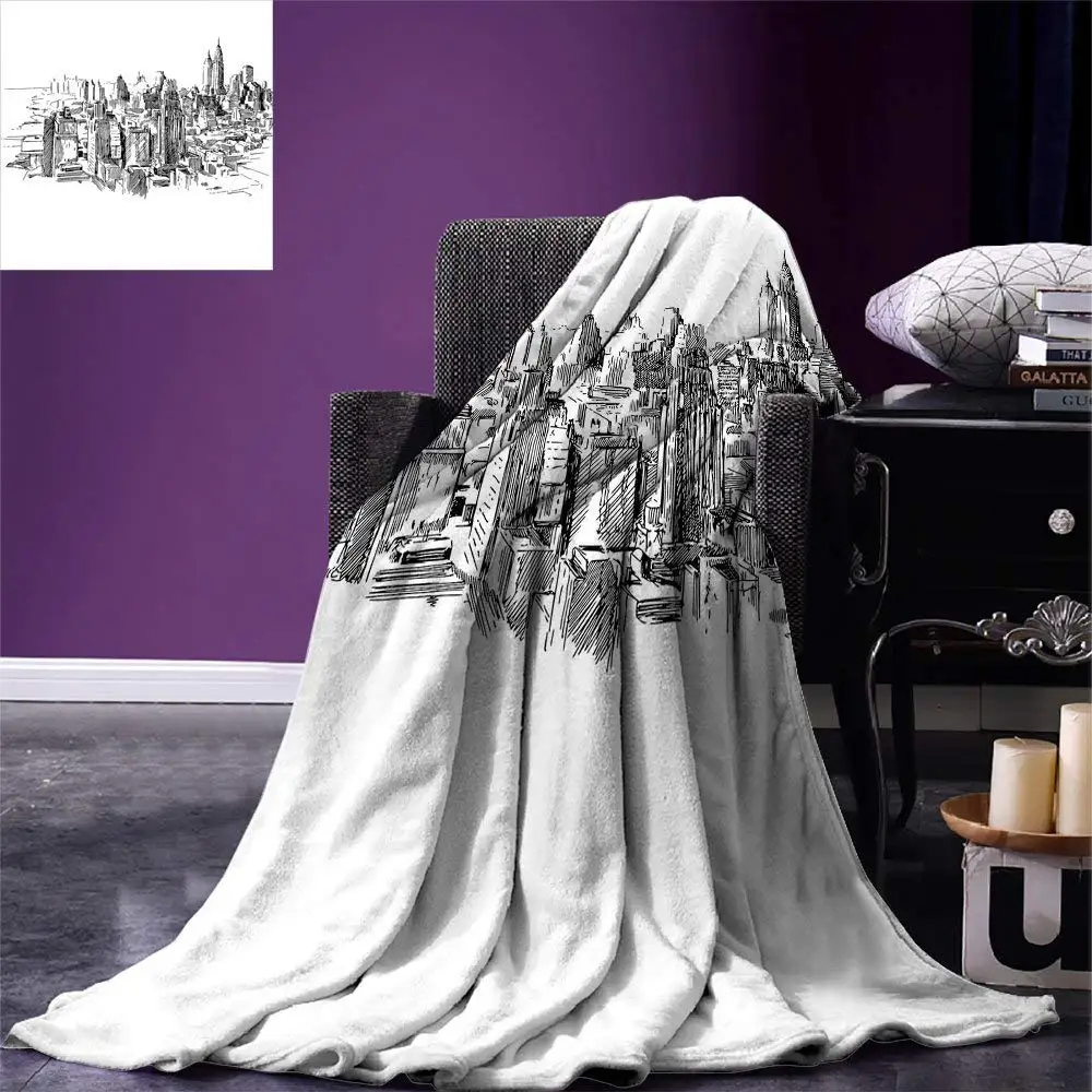 Нью-Йорк пледы Одеяло схематичный Нью-Йорк исторической Западной центр города современный США иллюстрации теплой одежды с изображением персонажей из микрофибры Одеяло