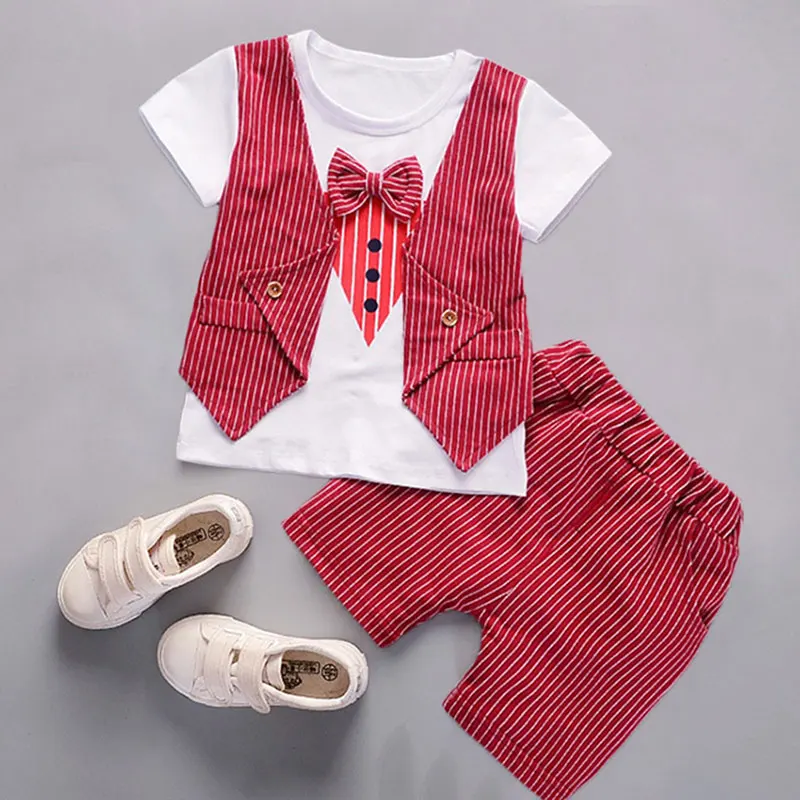 New Fashion Baby Boys Clothes Set short Sleeve Gentleman Suit For newborn baby Boys Child