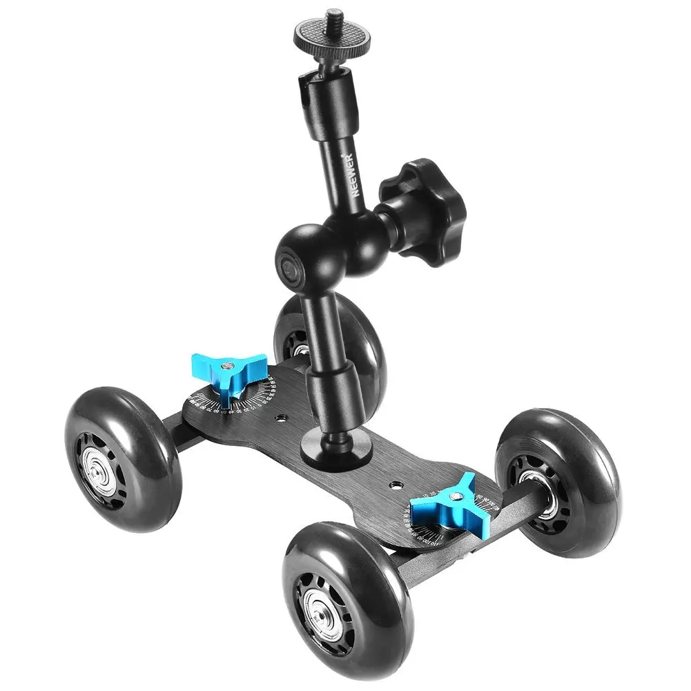 Tavolo Mobile Rotolamento Slider Dolly Auto (Nero) E 7 Pollici Articolazione Regolabile Magic Arm Skater Traccia Video Stabilizzatore Ferroviario