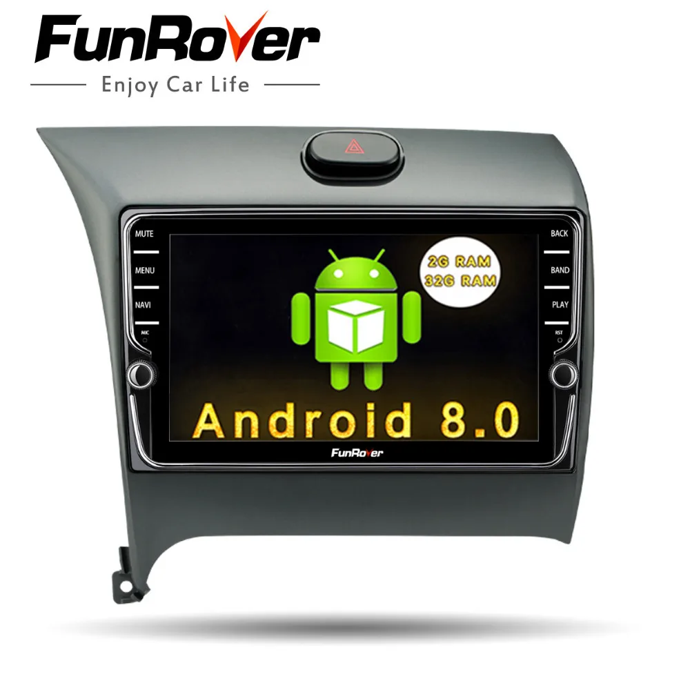 Funrover автомобильный радио мультимедиа Android8.0 2 din dvd-плеер gps для Kia K3 Cerato Forte 2012-16 головное устройство стерео навигация wifi FM