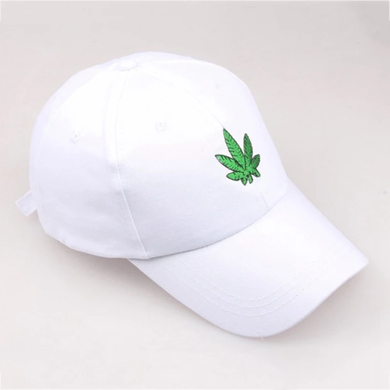 Новая мода вышивка лист белая кепка сорняки Snapback Головные уборы для мужчин и женщин хлопок хип-хоп облегающая бейсболка s