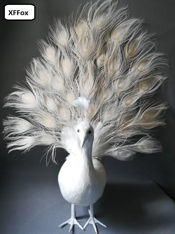 New Real Life White Peacock Model Foam Feather Simulation Spreading Tail Peacock Bird Gift About 65x60cm Xf0770 Figurines Miniatures Aliexpress