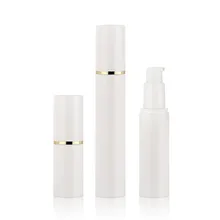 10 pçs/lote 15ml 30ml 50ml vazio garrafa cosmética de plástico viagem mini garrafas líquidas branco bomba mal ventilada recipiente de produtos de higiene pessoal vácuo