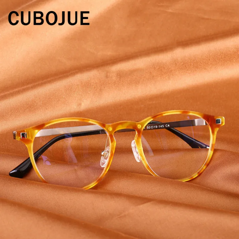 

2018 Brand Acetate Glasses Men Women Vintage Round Eyeglasses Frames Prescription Male Diopter Eyeglass Spring Hinge Clear Lens