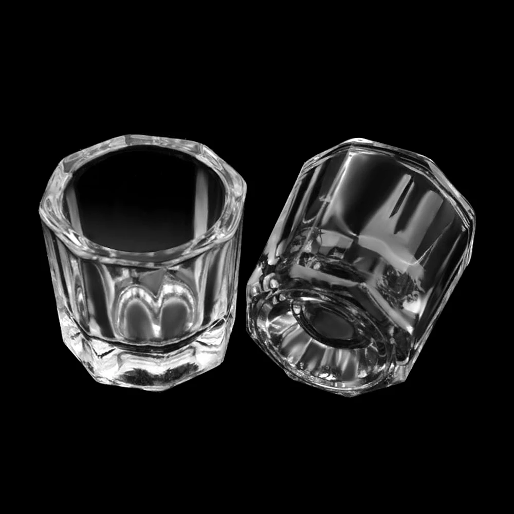 

Tignish 2Pcs/Lot Nail Acrylic Crystal Liquid Storage Glass Cup Nail Powder Washing Brush Cleaning Mini Small Manicure Tools